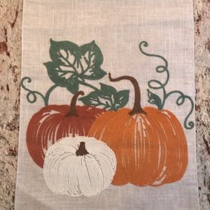 Kirkland’s Fall Thanksgiving Table Runner Pumpkin Embroidered Natural Li…